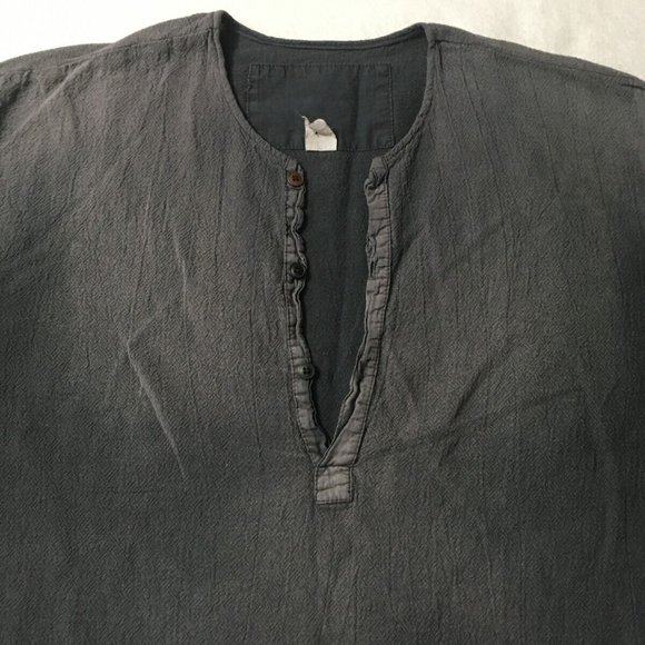 Cotton Palm V NECK 1/4 Button Front large camp paradise relax gray Vintage beach - Picture 9 of 9